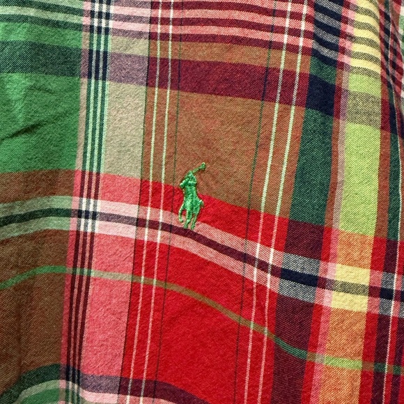 Ralph Lauren Red and Green Plaid Men's Shirt - Picture 2 of 4